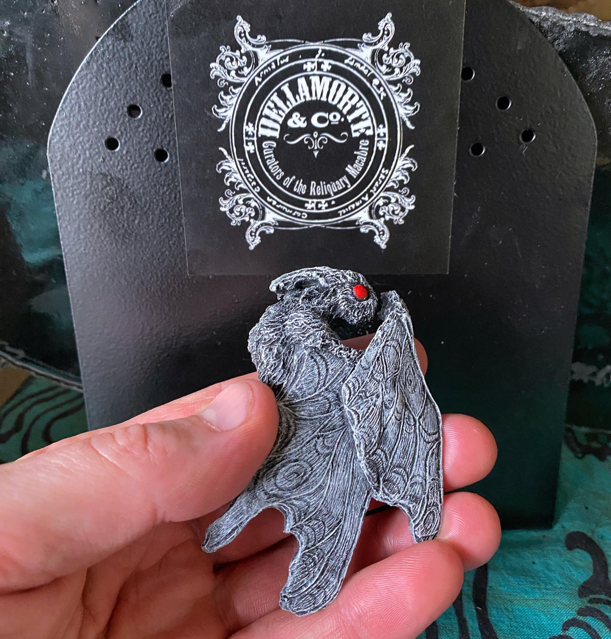 Mothman Magnet, Hand Painted Resin Sculpture | Cryptid Fantasy Decor