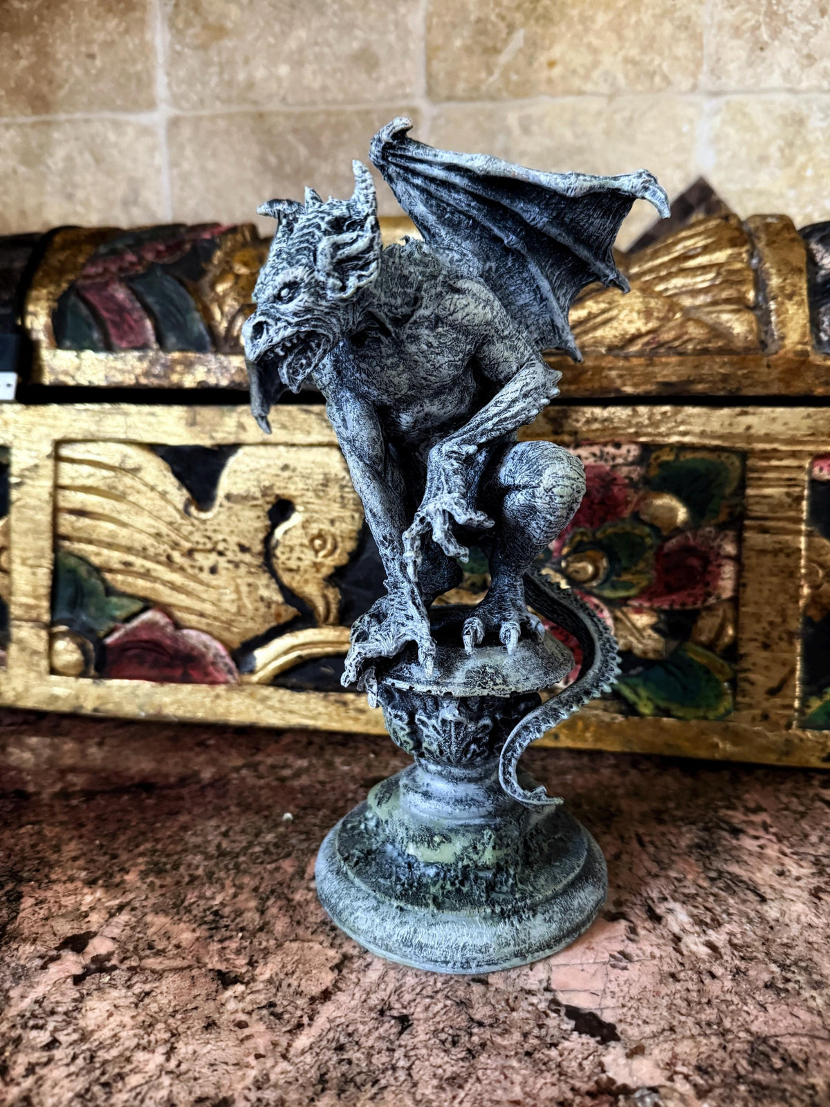 Gargoyle Statue, Hand Painted Resin | Legendary Medieval