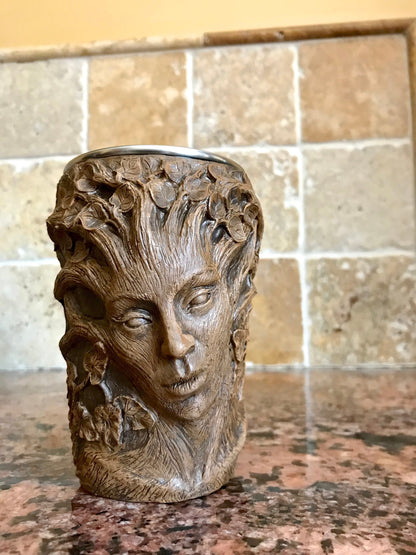 Dryad Mug, Hand Sculpted Resin Mug I Stainless Steel Liner