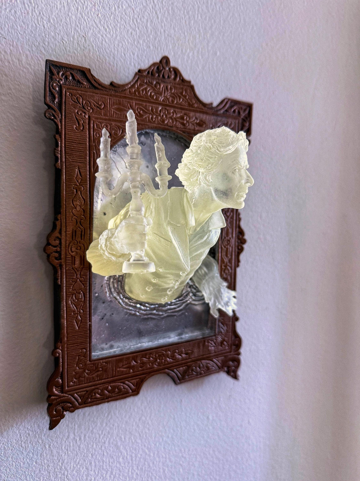 Gentleman Ghost in the Mirror Wall Plaque, Glow in the Dark Resin