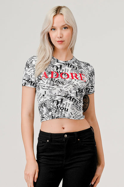 Adore Graphic Crop Top - Love Me Tee