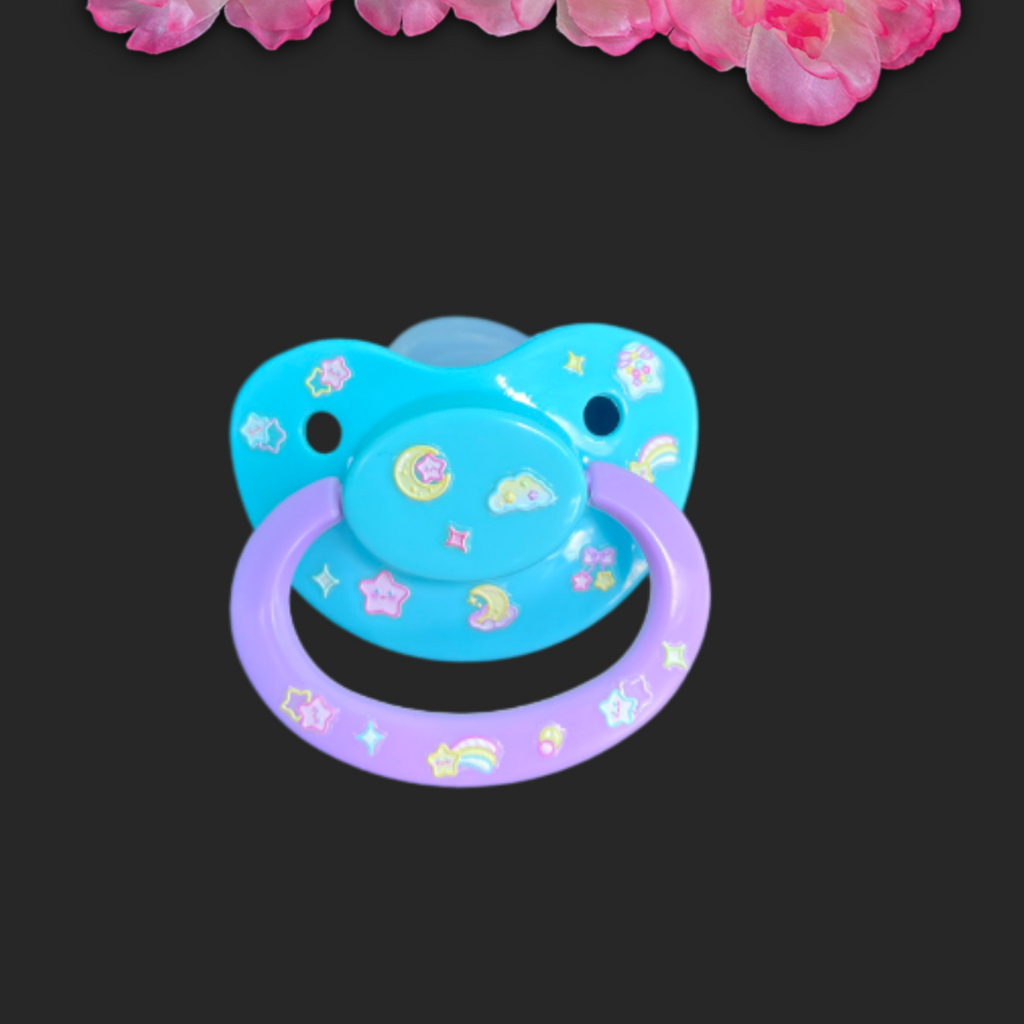 Glow In The Dark Adult Pacifier - Stars and Moon - Shadow Threadz Crypt