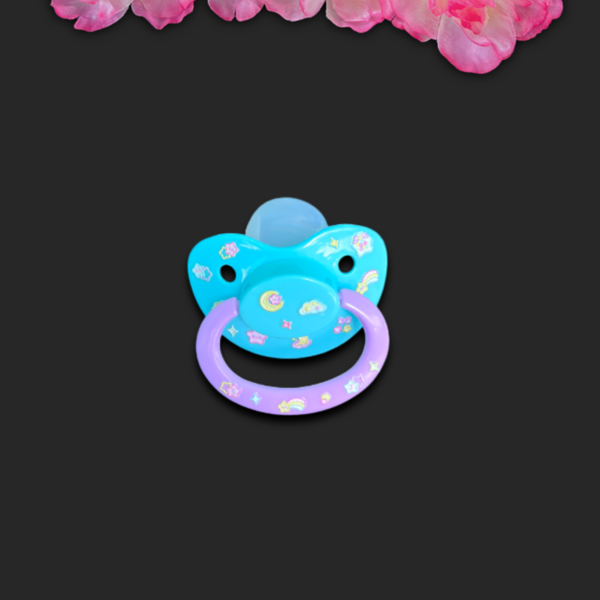 Glow In The Dark Adult Pacifier - Stars and Moon - Shadow Threadz Crypt
