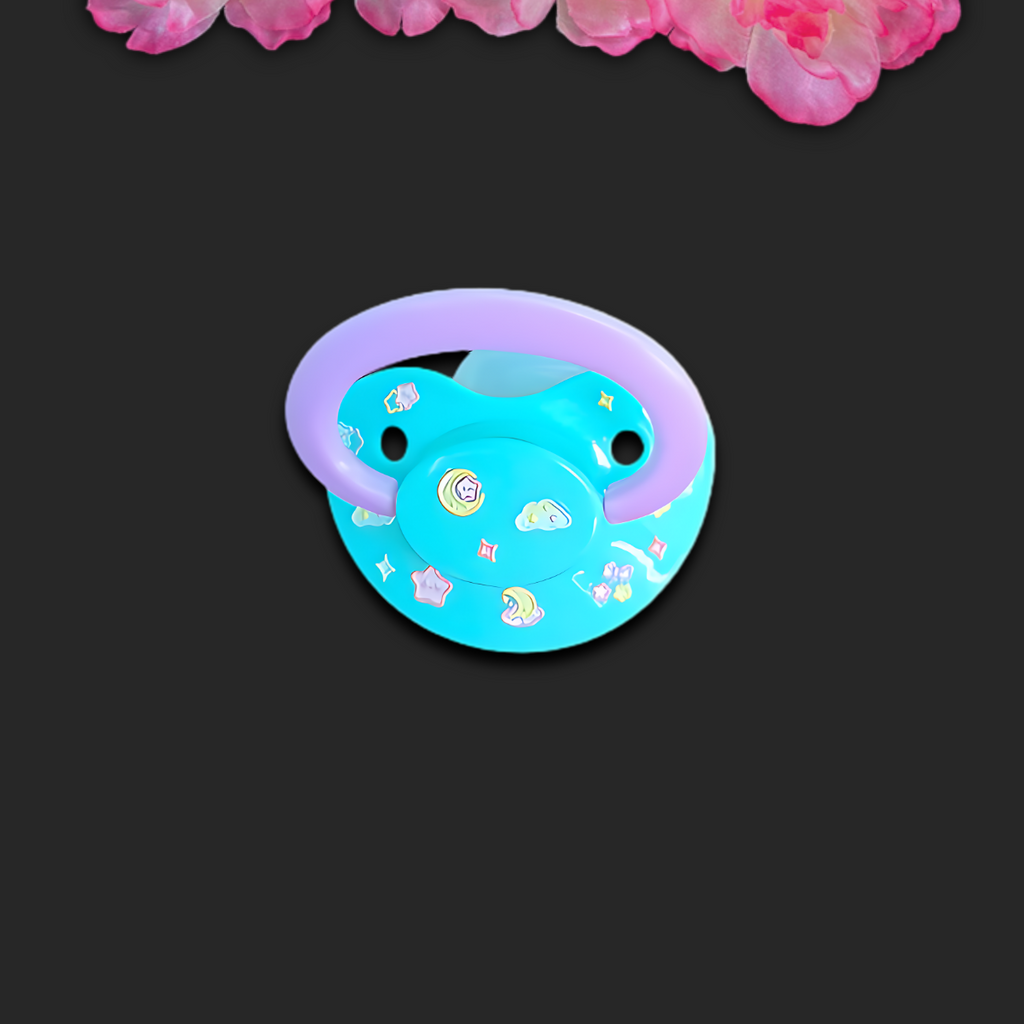 Glow In The Dark Adult Pacifier - Stars and Moon - Shadow Threadz Crypt