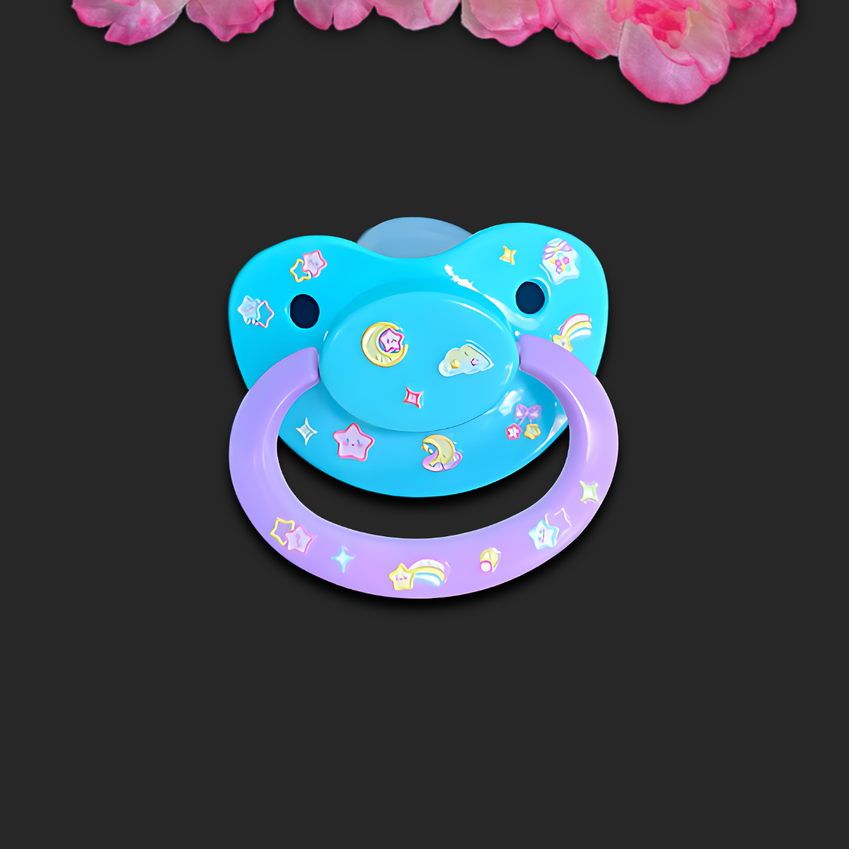 Glow In The Dark Adult Pacifier - Stars and Moon - Shadow Threadz Crypt