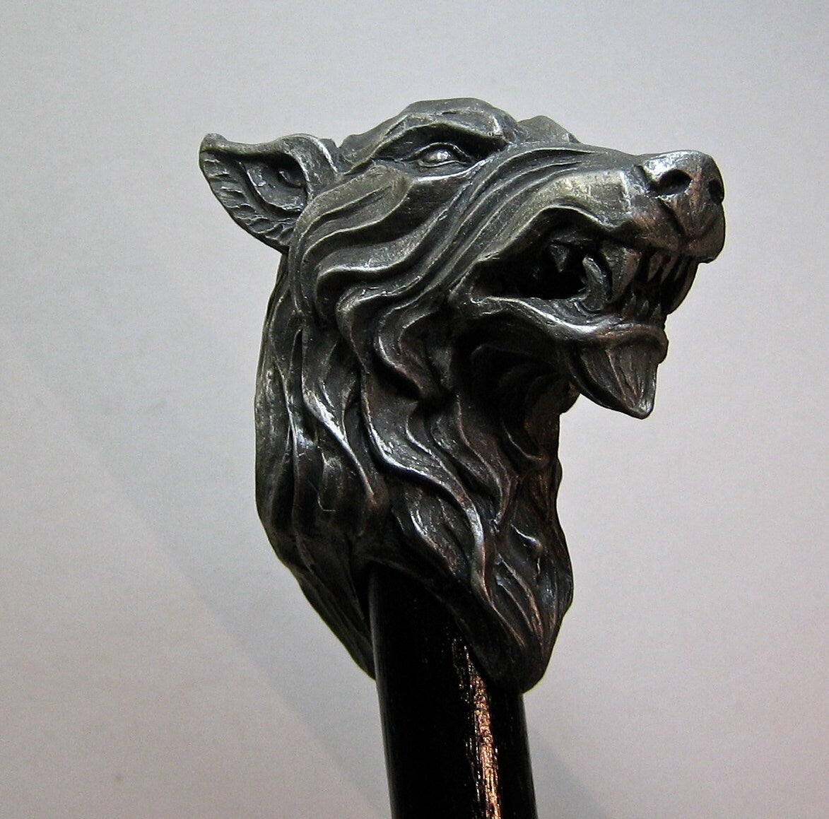 Wolf Head Cane, Hand Sculpted Walking Stick | Medieval Gothic