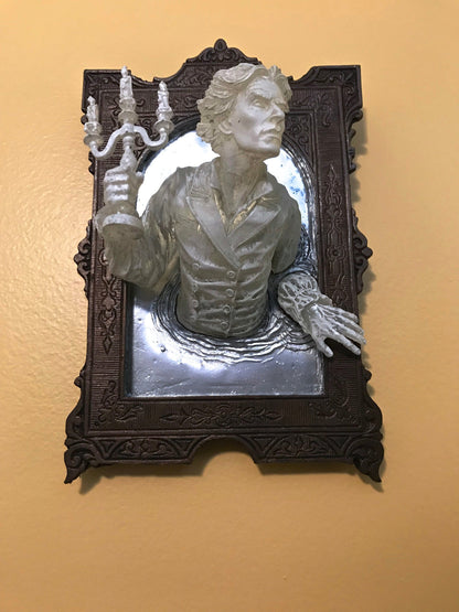 Gentleman Ghost in the Mirror Wall Plaque, Hand Painted Resin