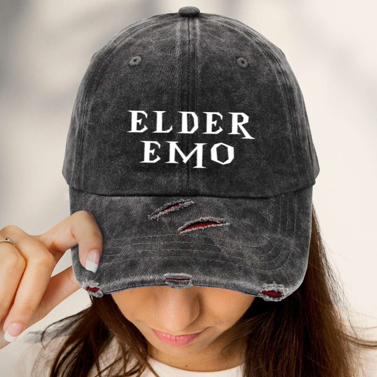 Elder Emo Distressed Cap