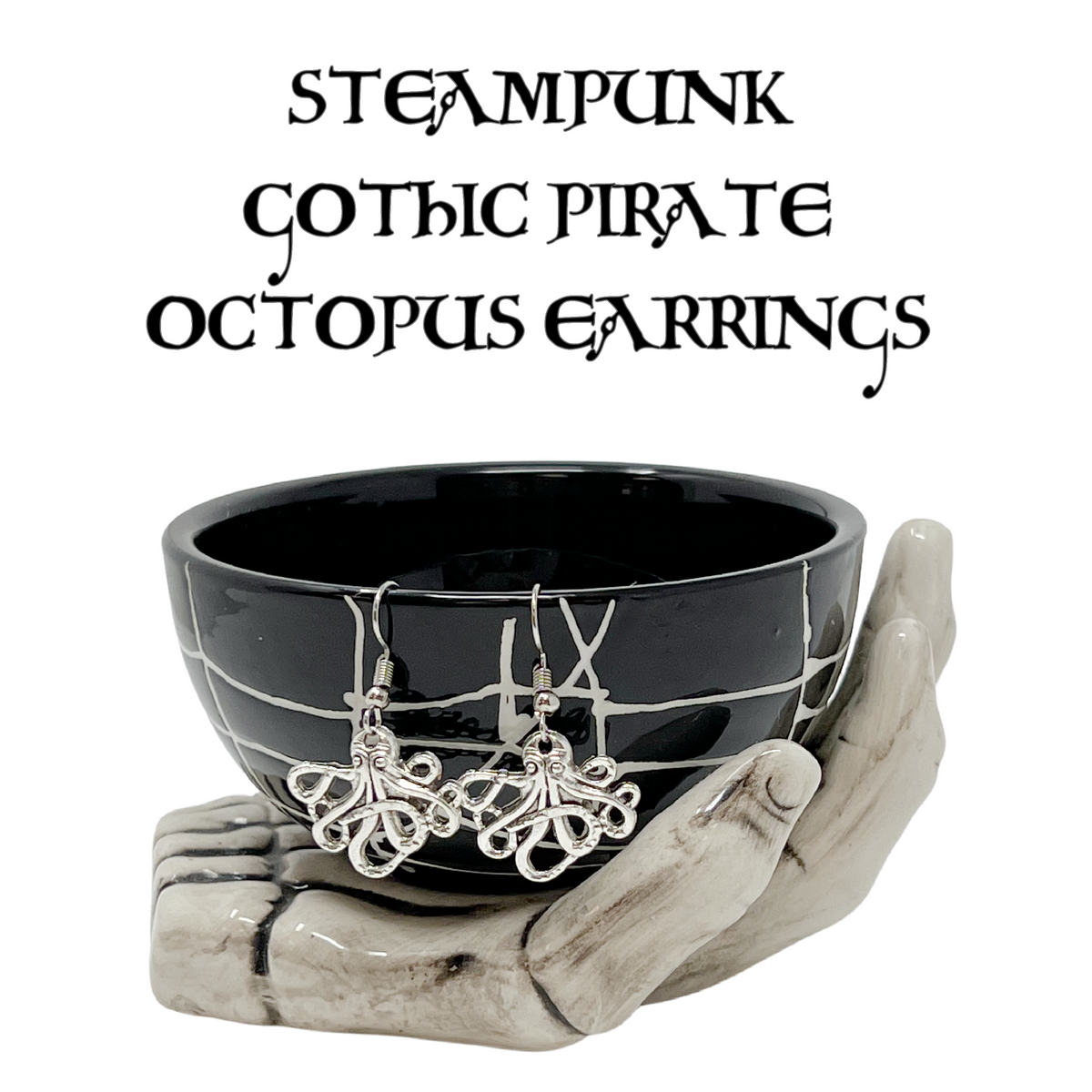 Octopus Earrings Steampunk Nautical Silver Bronze Tentacle Dangle Jewelry