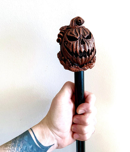 Jack O' Lantern Cane, Hand Sculpted Walking Stick | Halloween Gothic