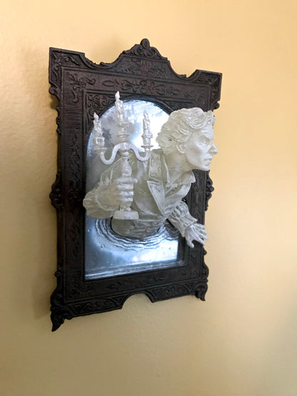 Gentleman Ghost in the Mirror Wall Plaque, Hand Painted Resin