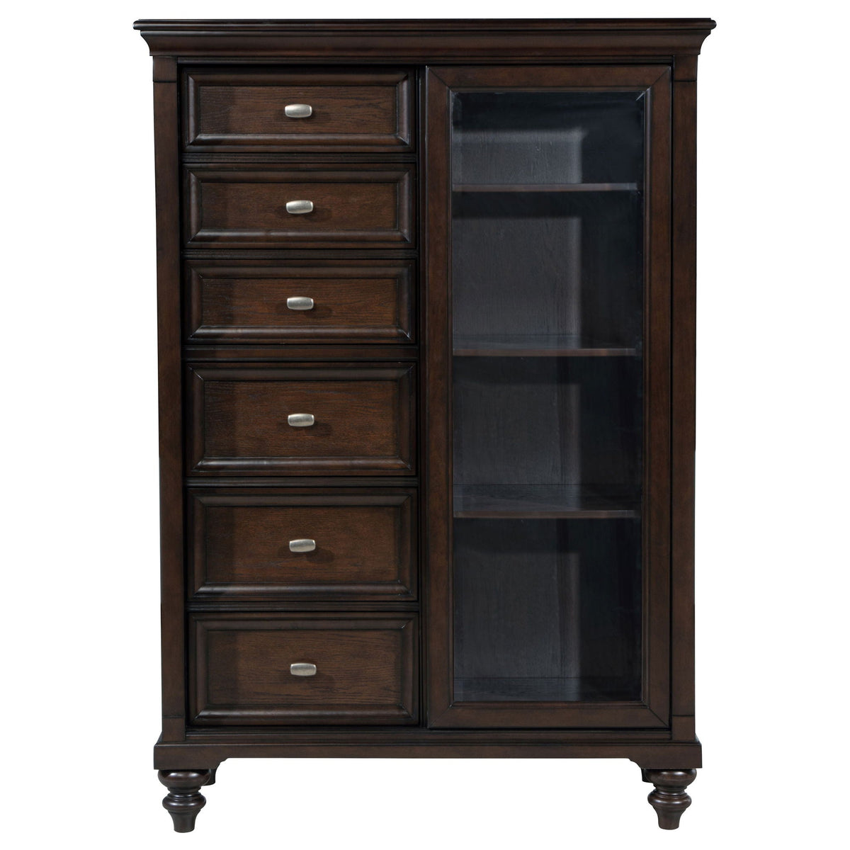 Dark Oak 6-drawer Tempered Glass Door Chest