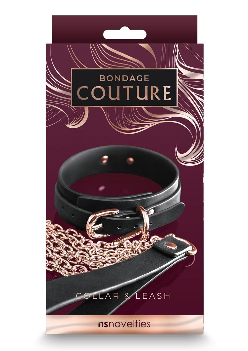 Bondage Couture Pu Leather Collar and Leash - Shadow Threadz Crypt
