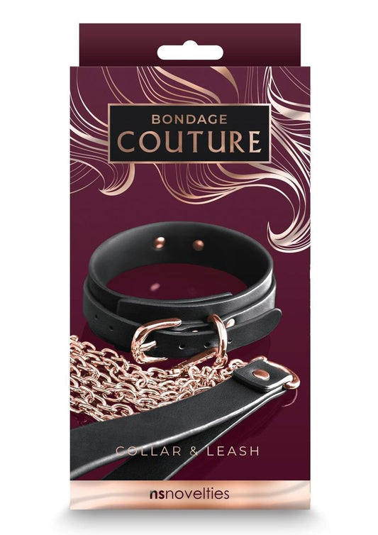 Bondage Couture Pu Leather Collar and Leash - Shadow Threadz Crypt