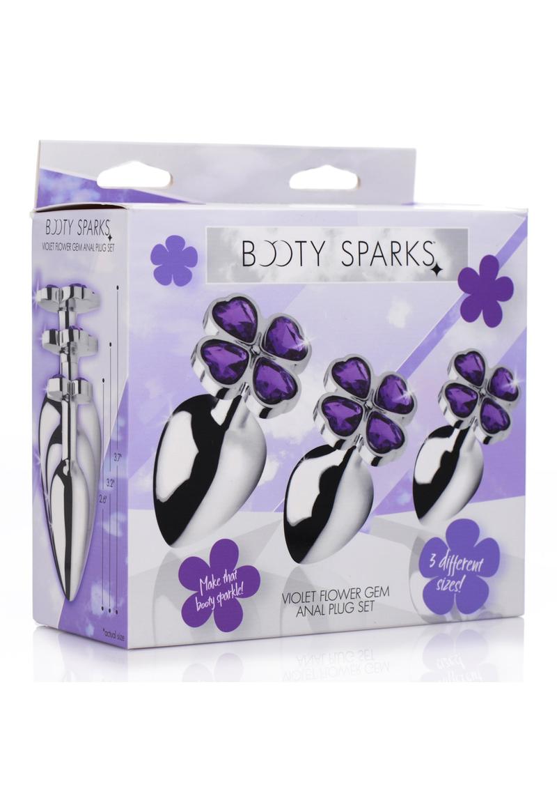 Booty Sparks Violet Flower Gem Anal Plug Set