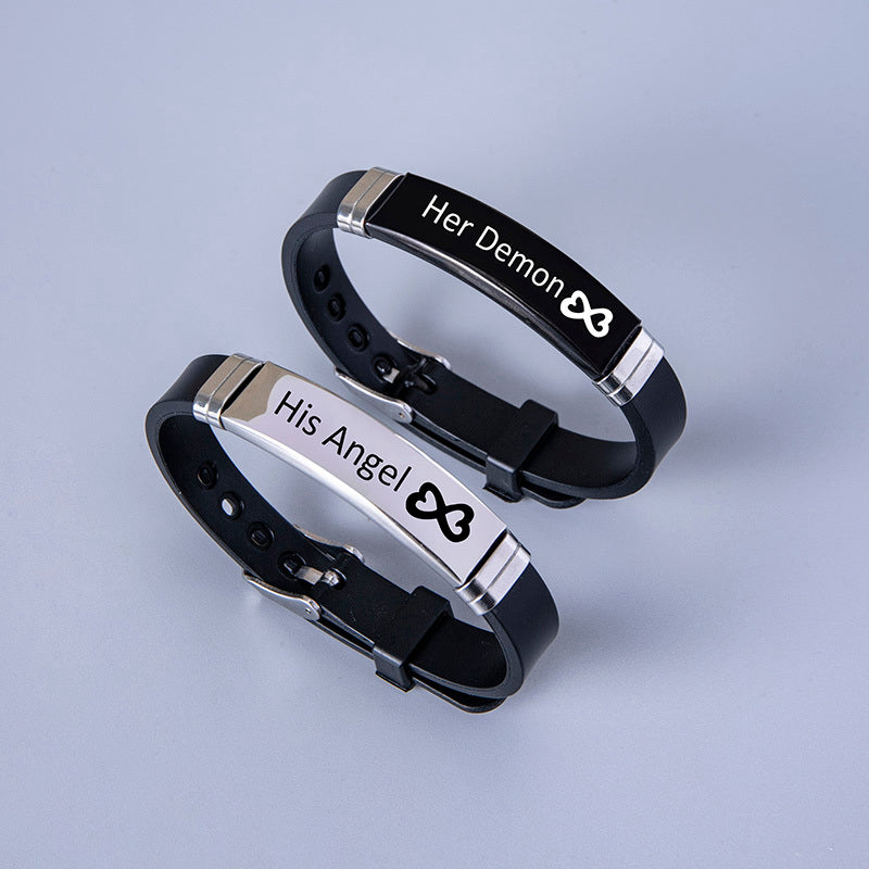 His Angel & Her Demon Infinity Couple Bracelets - Shadow Threadz Crypt