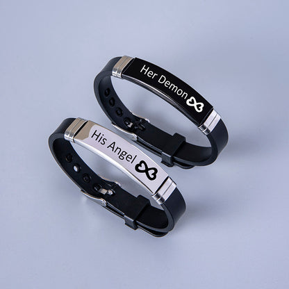 His Angel & Her Demon Infinity Couple Bracelets - Shadow Threadz Crypt