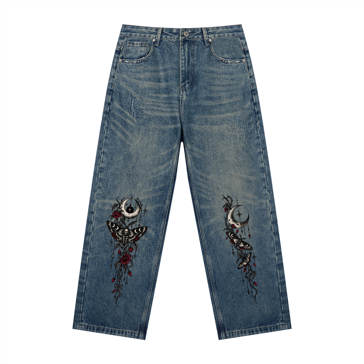 Crimson Moon Moth Heavyweight Jeans