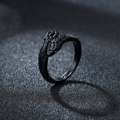 Serpent’s Oath Double Adjustable Snake Ring - Shadow Threadz Crypt