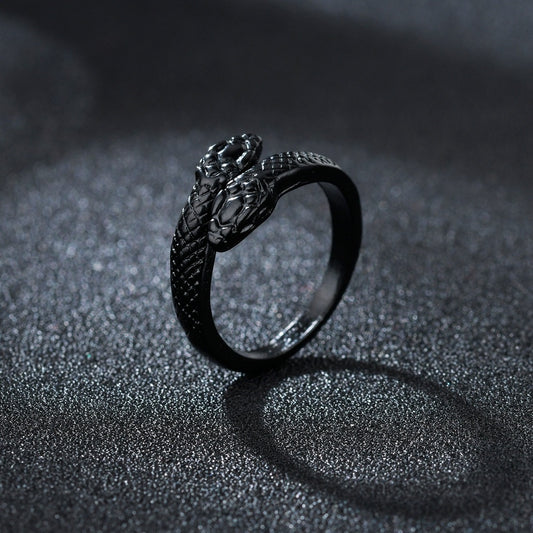 Serpent’s Oath Double Adjustable Snake Ring - Shadow Threadz Crypt
