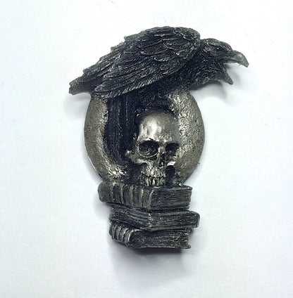 Raven Magnet, Hand Painted Resin Sculpture | Gothic Fantasy Decor