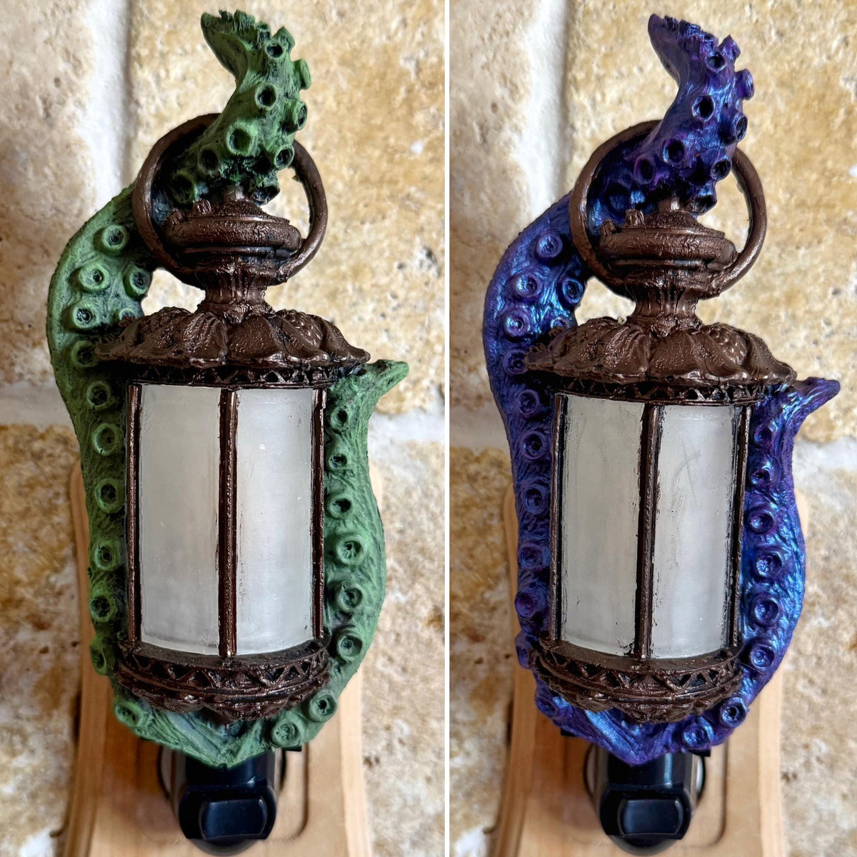 Tentacle Lantern Nightlight, Hand Painted Resin Sculpture | Nautical