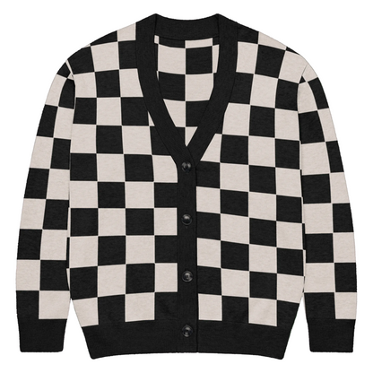 Checkers and Cream Knit Cardigan