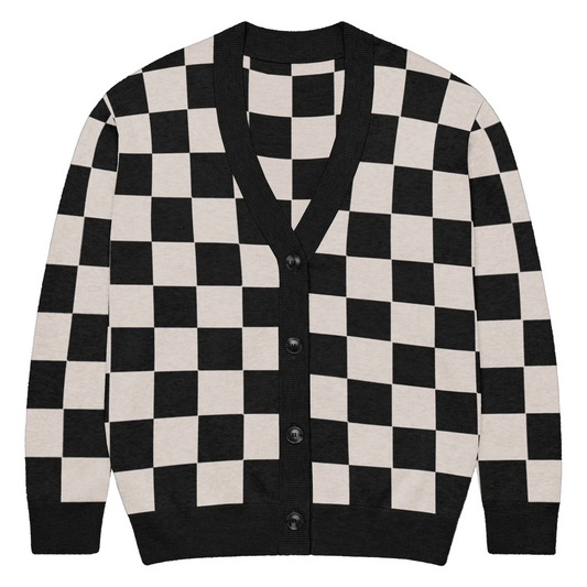 Checkers and Cream Knit Cardigan