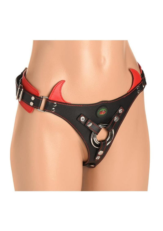 Horny Devil Adjustable Strap-On Harness - Shadow Threadz Crypt