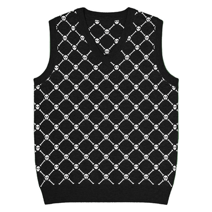 Crossbones Knit V-Neck Vest