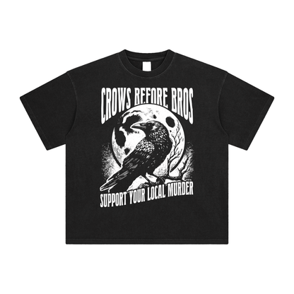 Crows Before Bros, Support Your Local Murder Enzyme Washed T-Shirt