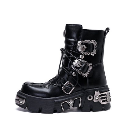 Iron Warden Gothic Unisex Combat Boots - Shadow Threadz Crypt