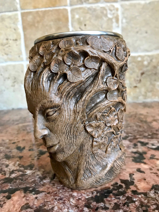 Dryad Mug, Hand Sculpted Resin Mug I Stainless Steel Liner