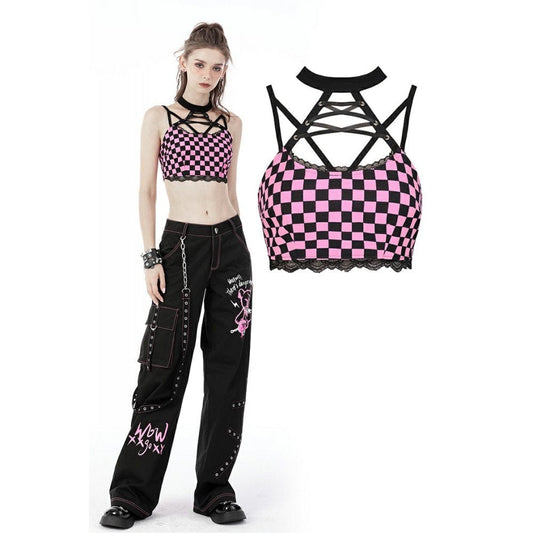 Poison Plaid Halterneck Bustier front view