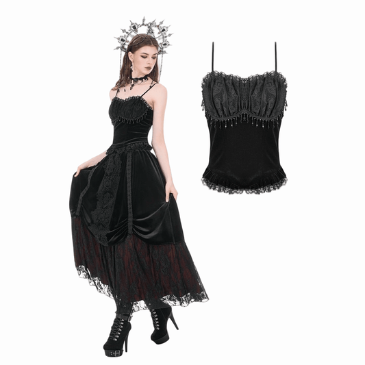 Midnight Reliquary Beaded Velvet Bustier front view