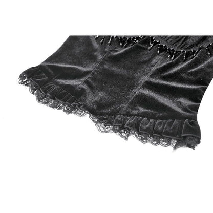 Midnight Reliquary Beaded Velvet Bustier detail view 12