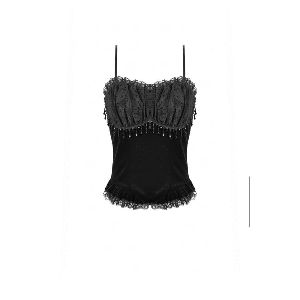 Midnight Reliquary Beaded Velvet Bustier detail view 7