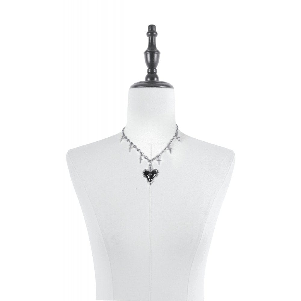 Reliquary Heart Cross Necklace detail view