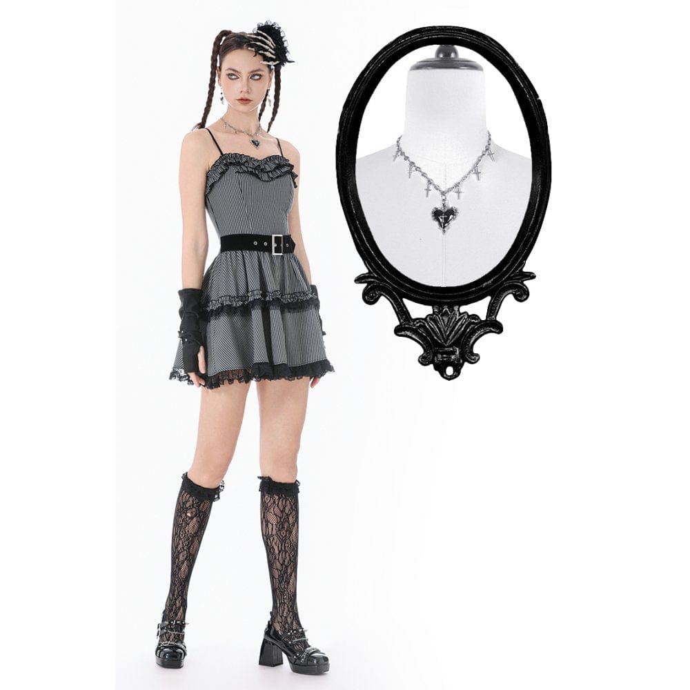 Reliquary Heart Cross Necklace front view