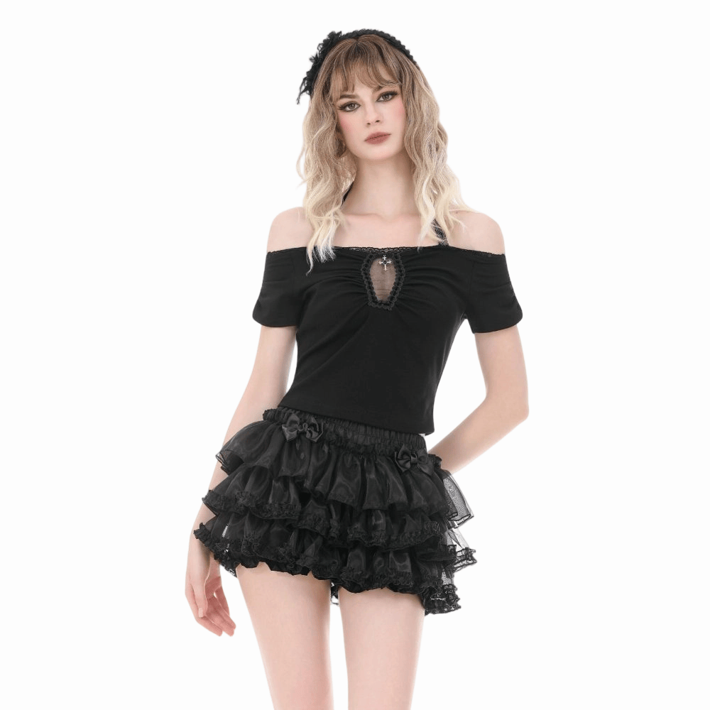 Dollhouse Mourning Tiered Shorts detail view