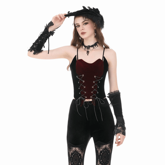Crimson Covenant Lace-Up Bustier detail view 2