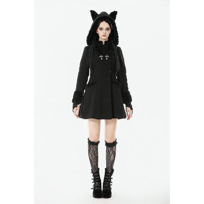 Midnight Familiar Cat-Ear Coat detail view