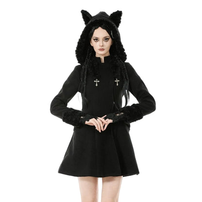 Midnight Familiar Cat-Ear Coat detail view