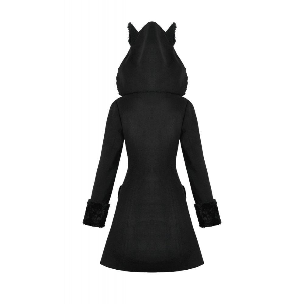 Midnight Familiar Cat-Ear Coat detail view