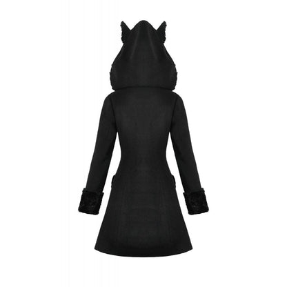 Midnight Familiar Cat-Ear Coat detail view