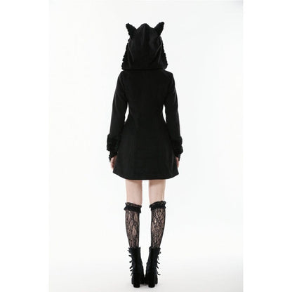 Midnight Familiar Cat-Ear Coat detail view