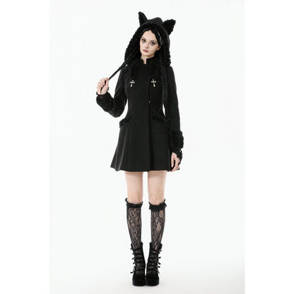 Midnight Familiar Cat-Ear Coat detail view