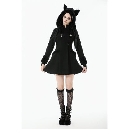 Midnight Familiar Cat-Ear Coat detail view