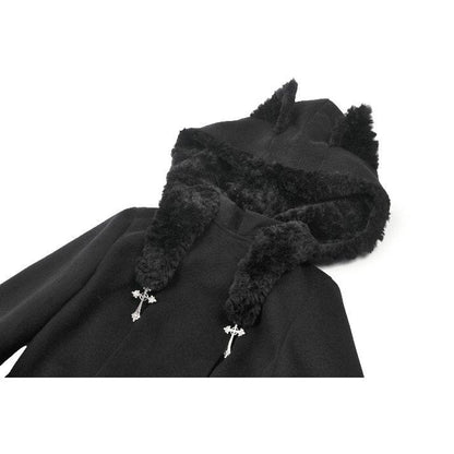 Midnight Familiar Cat-Ear Coat detail view