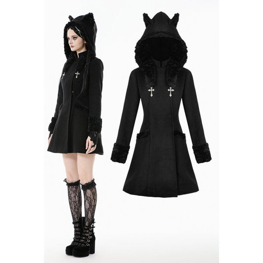 Midnight Familiar Cat-Ear Coat front view